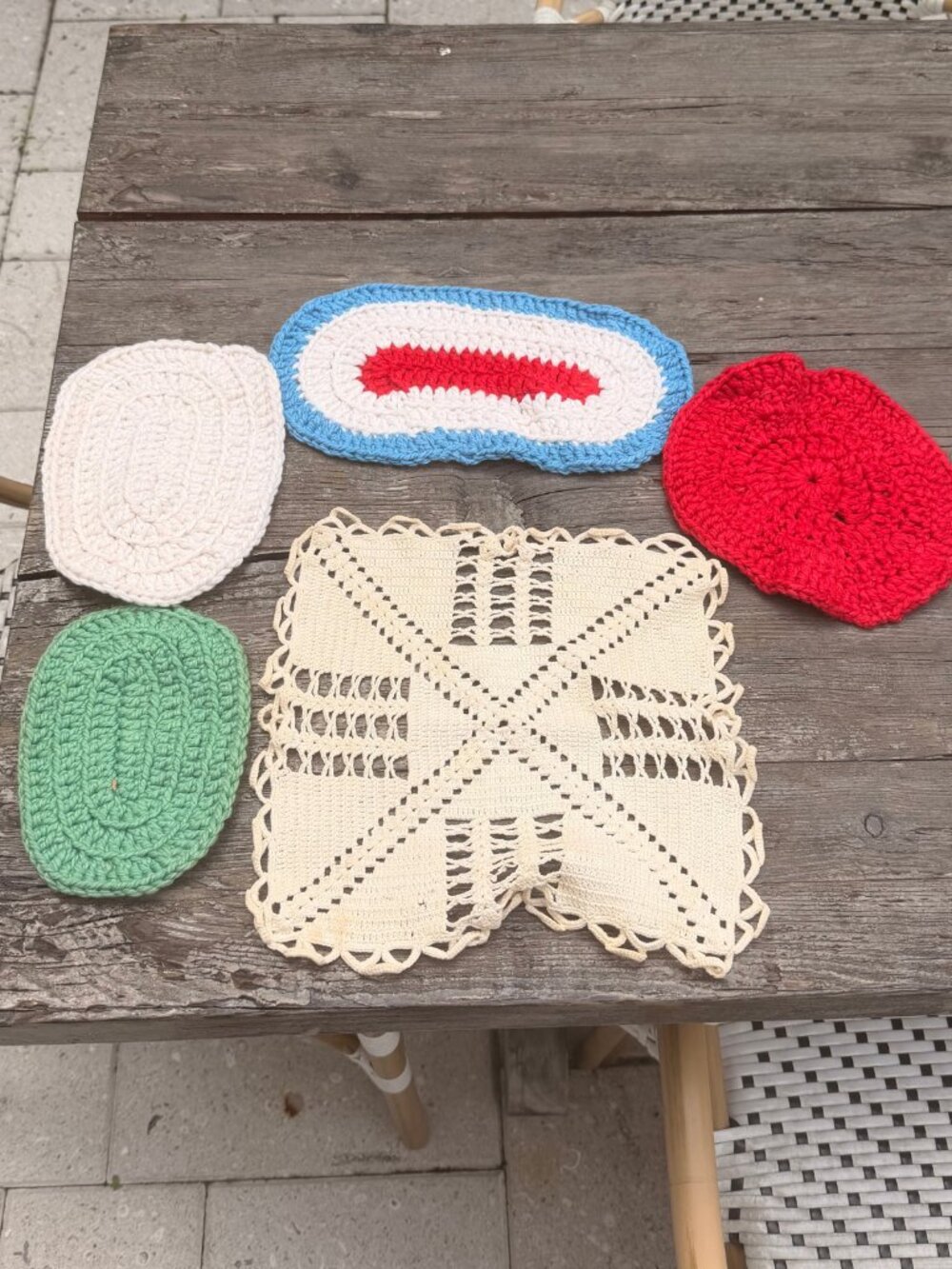 Vintage Lot Dollhouse Miniature Crocheted Rugs Oval Square Doily Crochet